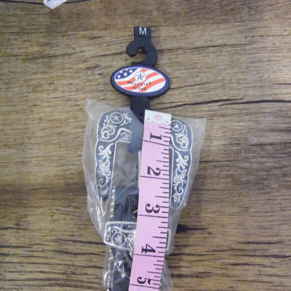 West Star Texas Black Genuine Leather Concho Belt Size Medium New - Picture 10 of 11